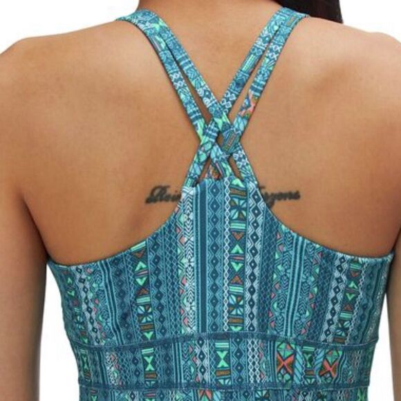 Marmot Taryn Blue Green Tribal Pattern Strappy Athleisure Tank Dress - Picture 13 of 15